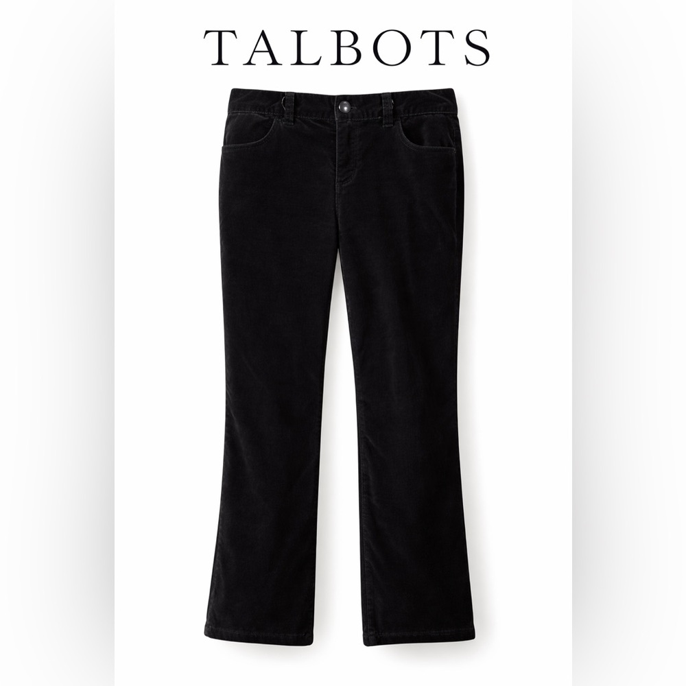 Talbots Petites Black Stretch Straight Leg Velour S4P Classic Career